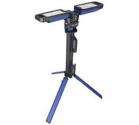 Doble lámpara LED plegable de 5000 lm, con trípode, dos colores de luz, alimentación y batería, elección de temperatura de color, plegado rápido, indicador de carga, alcance de luz de hasta 90 metros