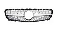 doble listón riñón Para Benz Clase A W176 A35 A180 A200 A250 A260 2013-2018 Mejora Rejilla Entrada Aire Frontal Del Parachoques Y Central Parrillas de riñón(Plata)