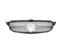 doble listón riñón Parrilla De Entrada Aire Frontal Tipo Diamante Para Benz W205 2014-2018 C180 C200 C250 Rejilla Del Radiador Malla Central Tuning Parrillas de riñón(Plata)