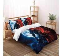 Doble Luna Caballero Juego De Funda Nórdica Estampado 3D Mitos Fantasía Microfibra Suave con Cremallera Oculta para Niños Y Adultos Ajuste King(220x240cm)