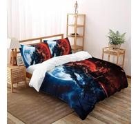 Doble Luna Caballero Juego De Ropa De Cama Impresión 3D Mitos Fantasía Microfibra Suave con Cremallera Oculta para Niños Y Adultos Tamaño Super King（260x220cm）