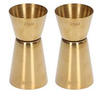 Doble medidor de cócteles con cabeza, copa medidora de barras de oro de acero inoxidable, medidor de vino de doble cara para una coctelería precisa, incluye 2 medidores para uso en (Oro 25/50ml)