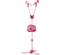 Doble micrófono con soporte - rosa
