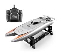 Doble motor impermeable barco de carreras para adultos, 2,4 GHz, lancha eléctrica teledirigida con carga USB, barco RC hasta 30 km/h para lago y piscina, regalo de juguete de agua de verano