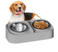 Doble Para Gatos Cuencos Dobles para Perro y Gato | Plato Alto Antiderrames Con Base Antideslizante Para Mascotas En Pisos Pequeños Y Viaje