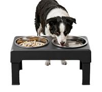 Doble para Gatos,Elevado Ajustable en 3 Alturas, Doble Recipiente Antiderrame,Plato Elevado para Alimento de Gatos | para Viajes, Cocina, Salón, Camping, Balcón, Exterior y