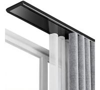 Doble pista - Montaje en techo de aluminio de 2 carriles deslizamiento silencioso para sala de estar y dormitorio, negro 5,9 m y sistema de barra Slish