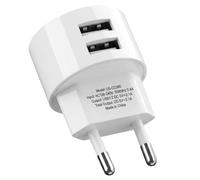 Doble Puerto Adaptador Enchufe USB 5V 2,1A Plano Compatible con Tomas y Alargadores Cargador Rápido para Smartphones Tabletas Reproductores eBooks y Dispositivos USB Múltiples Seguro