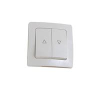 Doble pulsador con bloqueo, para control de persianas, permite subir y bajar fácilmente, aumentando la seguridad y comodidad en el hogar.