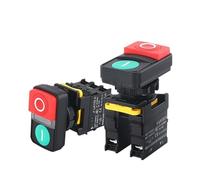 Doble Pulsador Luminoso On Off Start Stop Momentáneo Impermeable 10A | Doble pulsador con luz indicadora impermeable IP65 10A para cajas de distribución(1NO1NC No Light,24V)