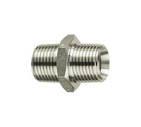 Doble rosca, R 1 1/4 A, R 1 1/2 A, SW 50, acero inoxidable 1.4571, presión de trabajo máx. 60 bares, temperatura de funcionamiento Máx. 150 °C.