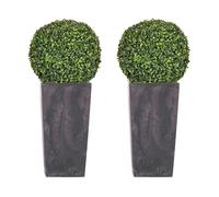 Doble set de maceta alta 35 l prosperplast urbi square effect de plástico con depósito en color antracita, 55 (alto) x 29,5 (ancho) x 29,5 (profundo)