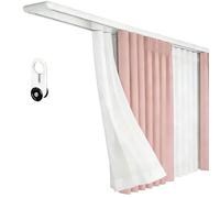 Doble sistema de riel de 2 carriles montado en el techo, divisor de habitación de aluminio, color blanco, 4,1 m / 13.45ft, perfecto para cortinas y entradas, fácil de instalar