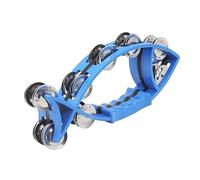 Doble Tambourine Forma de Pez Pandereta Profesional para Adultos Percusión con Mango, para La Enseñanza Musical, Lecciones de Música Jingles(Azul)