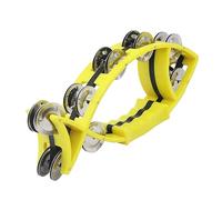 Doble Tambourine Forma de Pez Pandereta Profesional para Adultos Percusión con Mango, para La Enseñanza Musical, Lecciones de Música Jingles(Amarillo)