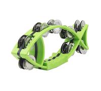 Doble Tambourine Forma de Pez Pandereta Profesional para Adultos Percusión con Mango, para La Enseñanza Musical, Lecciones de Música Jingles(Verde)
