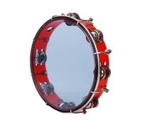 Doble Tambourine Portátil Pandereta Infantil para Adultos, Principiante Jingles para Bodas Grabaciones de Canciones, Fiesta(Red,28cm)
