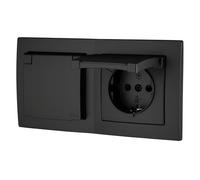 Doble toma empotrada IP44, terminal enchufable, todo en uno, serie ET-1 negro