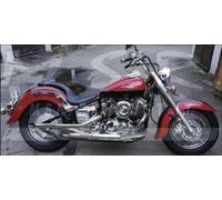 DOBLE TUBO DE ESCAPE SISTEMAS COMPLETOS APROBADO MSR SILENCIADOR MOTO VINTAGE YAMAHA XVS DRAG STAR 650 1997/03 CURVCUST CORTO AIR FIN DE SERIE