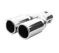 Doble tubo de escape, tubo de escape universal, doble tubo de escape deportivo, acero inoxidable, redondo, hasta 57 mm, cromo AutoHobby