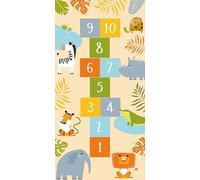 DobleUve Estudio Alfombra Vinílica Infantil Rayuela | Color Beige | 90x160 cm | Lavable | Grande | Habitación