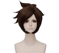 Doblewatch Tracer Juego Cosplay Pelucas de cosplay y Capas cortas Natural Marrón Dark Brown Resistente al calor Fiber Fibra Seconómica Pelo Mullido 10 Pulgadas chenghuax