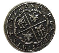 Doblón réplica de pieza plata de ocho de 3.5 cm de la epoca colonial