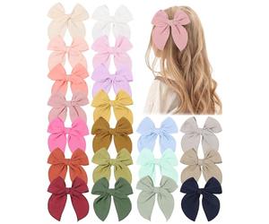 doboi 20 piezas de accesorios para el cabello de fábula para bebés y niñas de 5.5 pulgadas: pinzas de cocodrilo atadas a mano de gasa de muselina para niños pequeños y niños