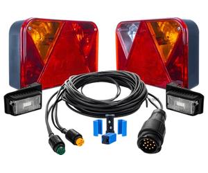 DOBPLAST Kit de Pilotos Traseros DPT35 y Luces de Posición LED DPT15 para Remolque con Arnés Eléctrico MANTES 5,5m Enchufe 13 Pines y Conectores Rápidos 12V