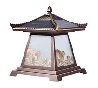 DOBQHWY 1 Paquete Faros Solares De Columna Para Exteriores Lámpara Poste Aluminio Fundido A Presión Lámpara Pilar Impermeable Y Regulable Para Paisaje Lámpara Pie De Alto Brillo Con Pantalla