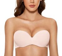 DOBREVA - Sujetador sin Tirantes con Push Up Sin Costuras para Mujer Rosa Blanca 95C