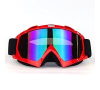 DOBRVVGT Gafas de Motocross, Gafas Esquí Moda Motocicleta Motocross Off-Road Glass Racing Dirt Bike Anti-UV Casco Goggle(Red Frame)