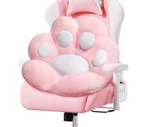 DOBUONO Cojín para Silla de Escritorio Kawaii con Forma de Pata de Gato, cómodo, Felpa, diseño de Huella de Gato, cojín para Silla de Juegos, Oso para niñas, Dormitorio, 71 x 61 cm, Color Rosa