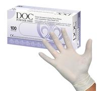 DOC, Guantes de látex, no estériles, ambidiestros, dobladillos, para pieles sensibles, paquete de 100 piezas, medio, 25712