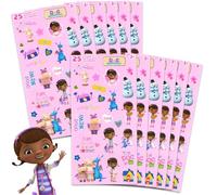 Doc McStuffins - Paquete de 12 hojas de calcomanías de Doc McStuffins para fiestas de cumpleaños de niños, suministros de fiesta de Doc McStuffins