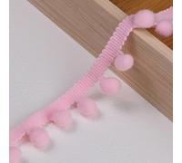 Docache Cenefa de pompones de 18 metros de largo - cenefa de pompones, borla de pompones, cenefa con flecos, ideal para costura, decoración y proyectos de bricolaje (rosa claro)
