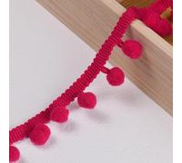 Docache Cenefa de pompones de 18 metros de largo - cenefa de pompones, borla de pompones, cenefa con flecos, ideal para costura, decoración y proyectos de bricolaje (rosa)