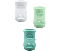 Docache Silicone Feeding Bottle Covers Juego de 3 Fundas de Silicona para Biberones de Vidrio Natural philips avent Compatible con Vidrio Irrompible y Seguro, Protección para Biberones de 240ml (A)