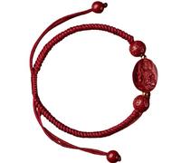 DOCCESTU Pulsera de piedra natural de cinabrio con 12 zodiacos, pulsera de Buda guardián, 1, Metal, No es una piedra preciosa