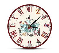 Doce Días De Navidad con Números Romanos Retro Redondo Relojes De Pared Sin Tictac Reloj De Cuarzo Moderno Reloj Redondo para Dormitorio Casa Salón 25Cm