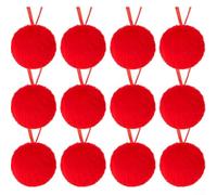 Doce divertidas bolas de adorno de felpa, una encantadora adición a tu árbol de Navidad o cualquier tema de decoración de celebración (rojo)