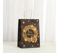 Doce elegantes bolsas de papel decorativas negras y doradas, solución de envoltura para todos tus s (039-1)