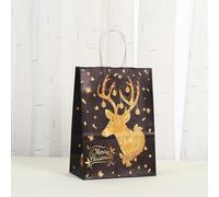 Doce elegantes bolsas de papel decorativas negras y doradas, solución de envoltura para todos tus s (039-5)