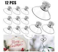 Doce ganchos de ventosa de 53 mm de diámetro con almohadillas de PVC transparente para uso en vidrio, superficies espejadas, azulejos de cerámica y otros materiales lisos no porosos, cada uno soporta