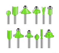 Doce juegos de 1/4 para cortadores de carpintería para redondear bordes lisos y enrutamiento de patrones/plantillas en varios materiales de madera y compuestos