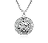 Doce signos del zodíaco Collar de acero de titanio de diamante completo Hiphop Personalidad de nicho Atuendo de moda Colgante