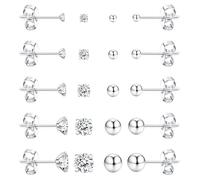 Dochais 10 Pares Pequeños Pendientes Mujer 14K dorados Pequeños Pendientes Acero 316L Quirurgico Cartílago Pendient Helix Hipoalergénicos Circonita Cúbicas Redondos para Mujeres Hombres 2/3/4/5/6MM