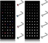 Dochais 120 Piezas Piercing Nariz Acero Inoxidable 316L, Forma de L, Piercing Hipoalergénico, Perno para Mujeres y Hombres 20G 1,5mm 2mm 2,5mm 3mm