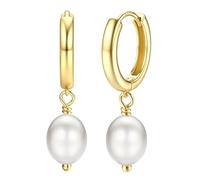 Dochais 14K Chapado en Oro S925 Plata Esterlina Post Earrings Lightweight Drop Dangle Hoop Hipoalergénico Sleeping Earrings Para Mujeres Niñas, Con Charm Coin, Pearl, Lightening, Star, Cross (oro4)