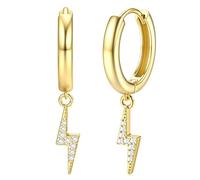 Dochais 14K Chapado en Oro S925 Plata Esterlina Post Earrings Lightweight Drop Dangle Hoop Hipoalergénico Sleeping Earrings Para Mujeres Niñas, Con Charm Coin, Pearl, Lightening, Star, Cross (oro3)
